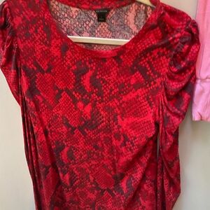 Red and Black Snake Print Top